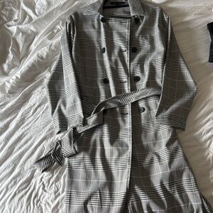 Classic Plaid Trench Coat - Gray Plaid